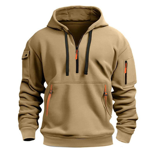 Herren Sport Hoodie mit Stickerei und Mehrfachreißverschlüssen