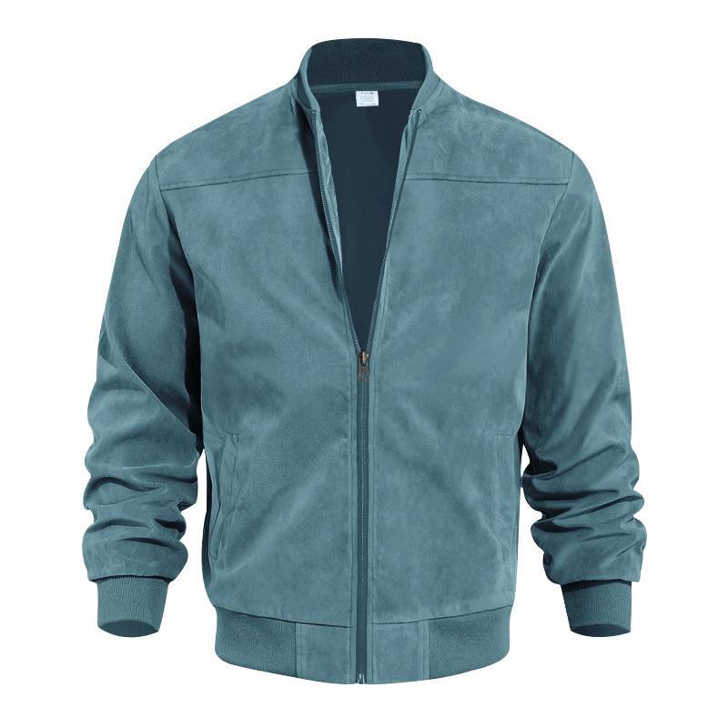 Herren Übergangsjacke Wildleder Look mit Stehkragen