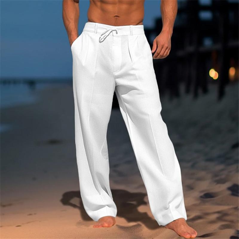 Herren Leinenhose in Unifarbe für Urlaub und Strand