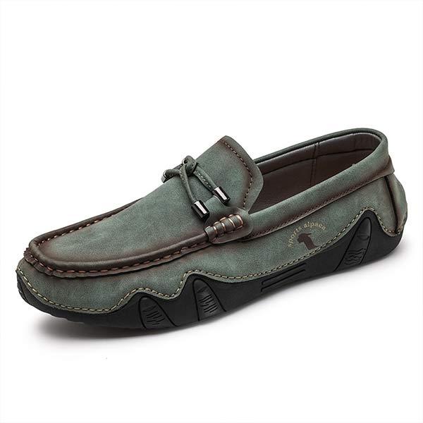 Herren Handgenähte Leder-Slipper mit Gummisohle