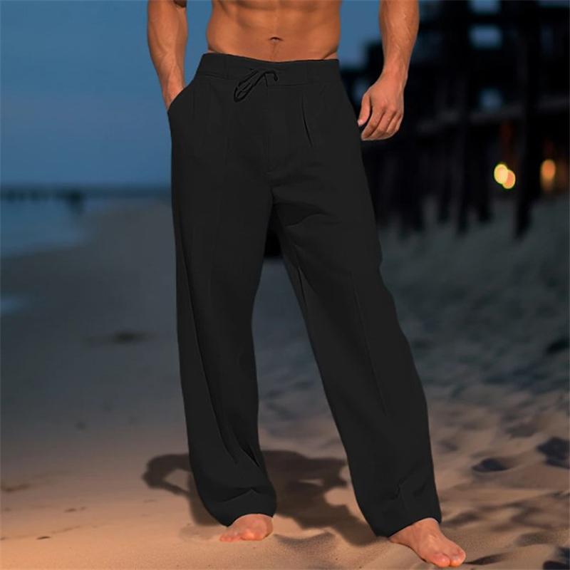 Herren Leinenhose in Unifarbe für Urlaub und Strand