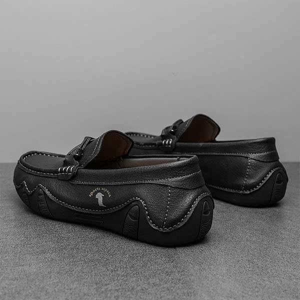 Herren Handgenähte Leder-Slipper mit Gummisohle