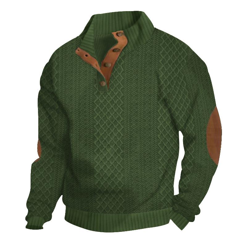 Herren Outdoor Strickpullover mit Stehkragen und Jacquardmuster