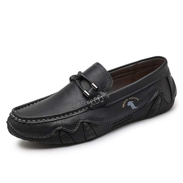 Herren Handgenähte Leder-Slipper mit Gummisohle