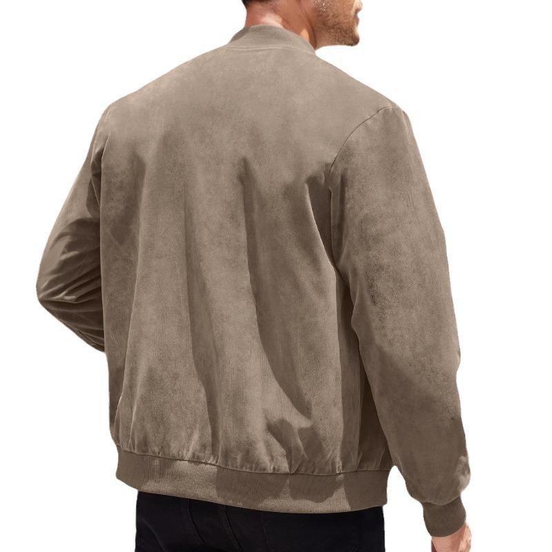 Herren Übergangsjacke Wildleder Look mit Stehkragen