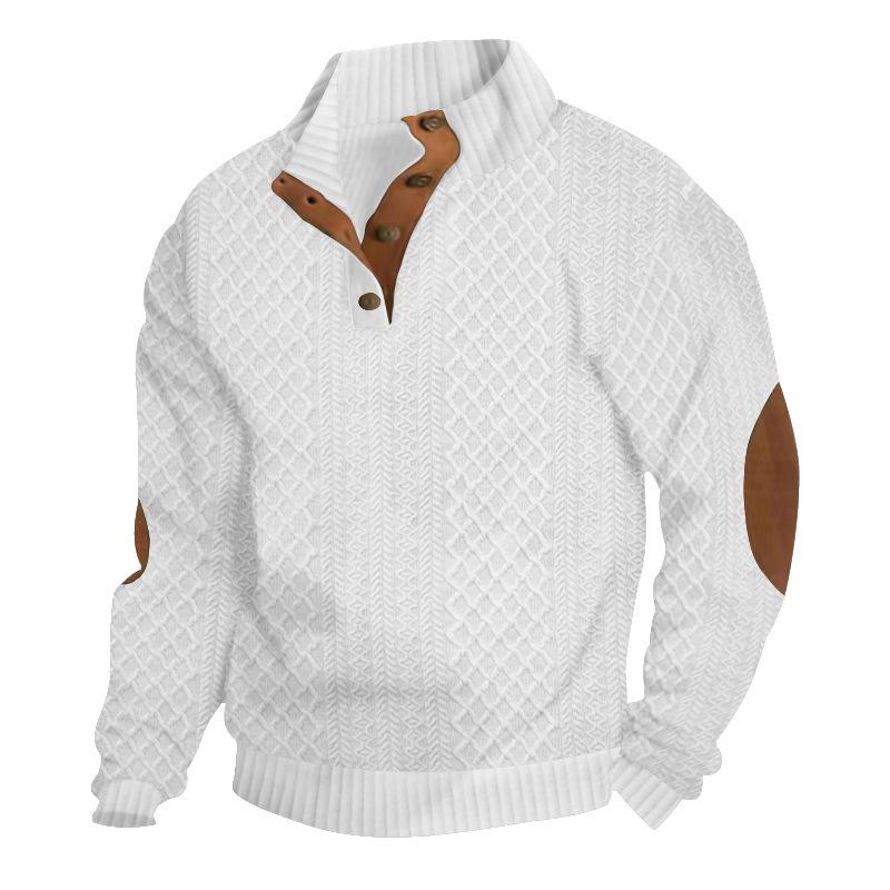 Herren Outdoor Strickpullover mit Stehkragen und Jacquardmuster