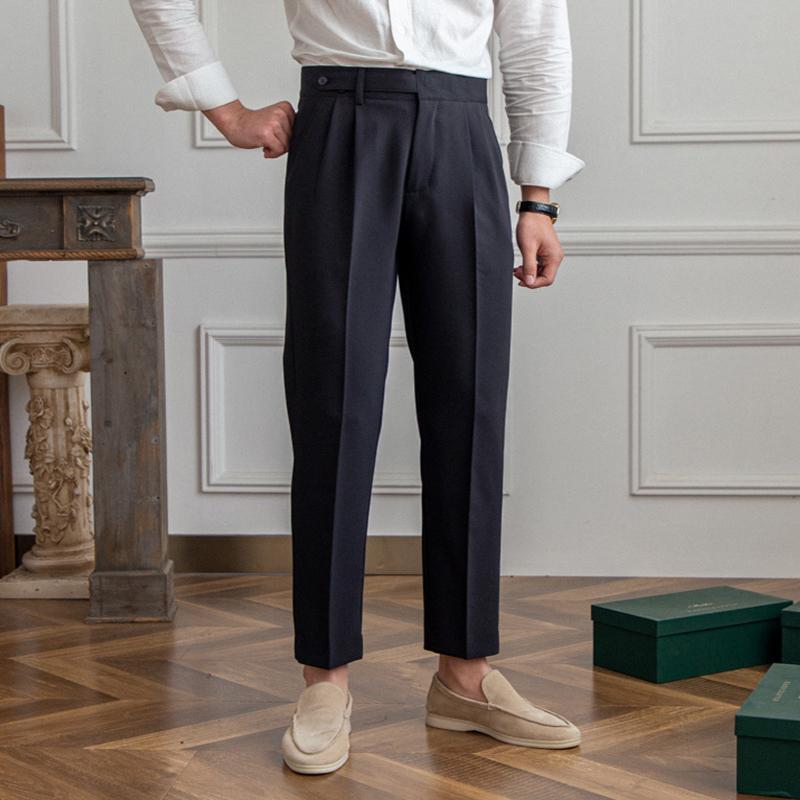 Herren Anzughose mit hohem Bund und geradem Bein im britischen Stil