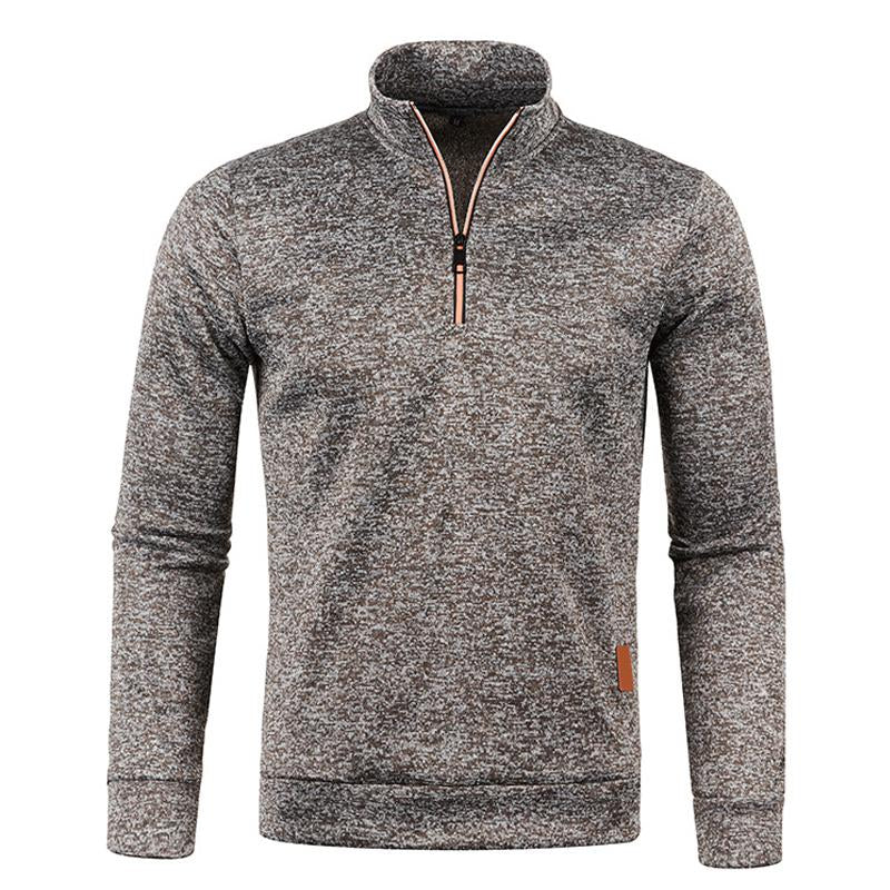Herren Strickpullover mit Reißverschluss und Stehkragen