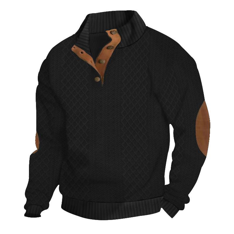 Herren Outdoor Strickpullover mit Stehkragen und Jacquardmuster
