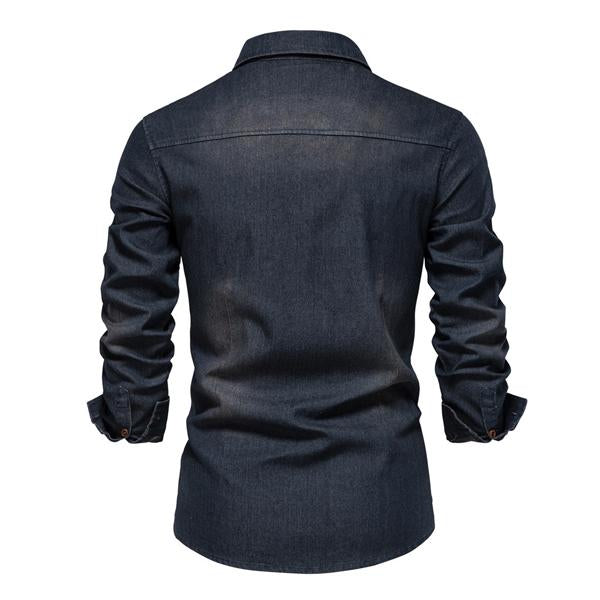 Herren Vintage Denimhemd mit Knopfleiste