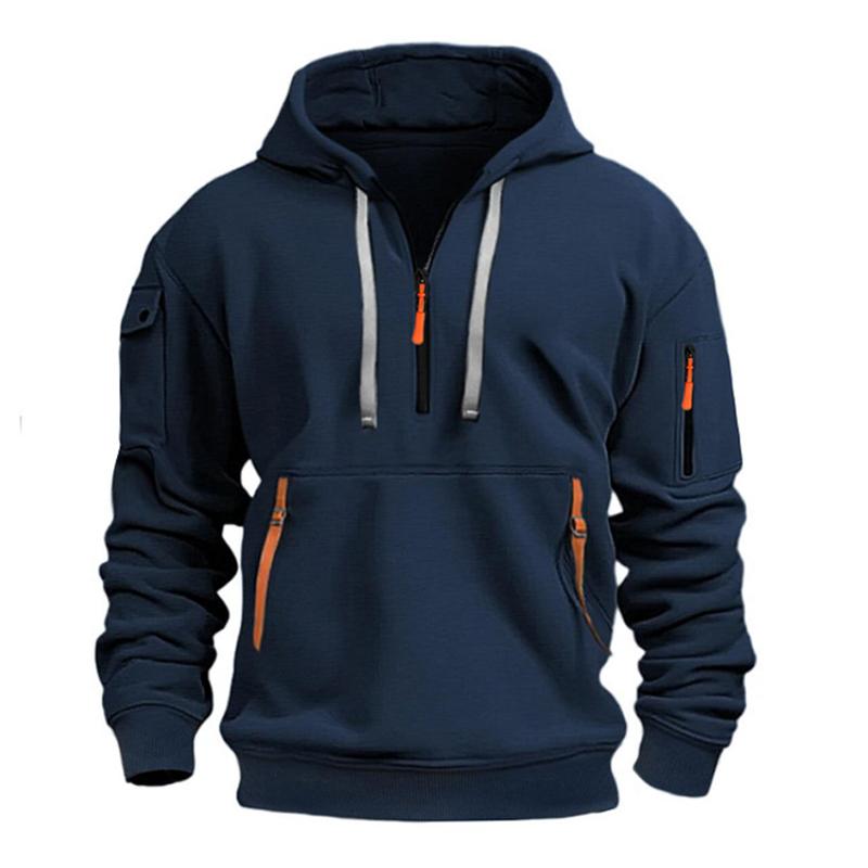 Herren Sport Hoodie mit Stickerei und Mehrfachreißverschlüssen