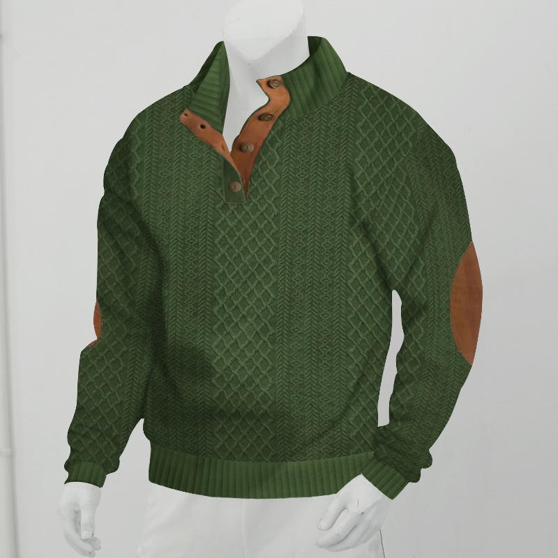 Herren Outdoor Strickpullover mit Stehkragen und Jacquardmuster