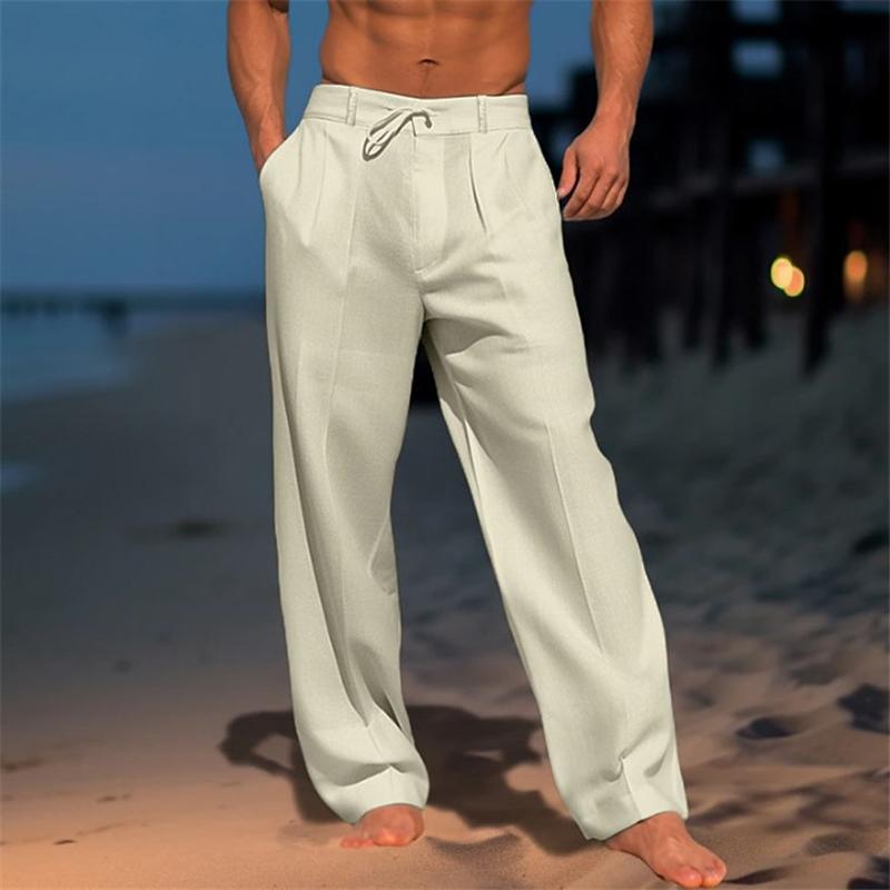 Herren Leinenhose in Unifarbe für Urlaub und Strand