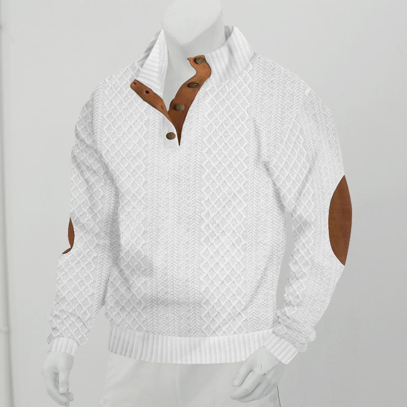 Herren Outdoor Strickpullover mit Stehkragen und Jacquardmuster