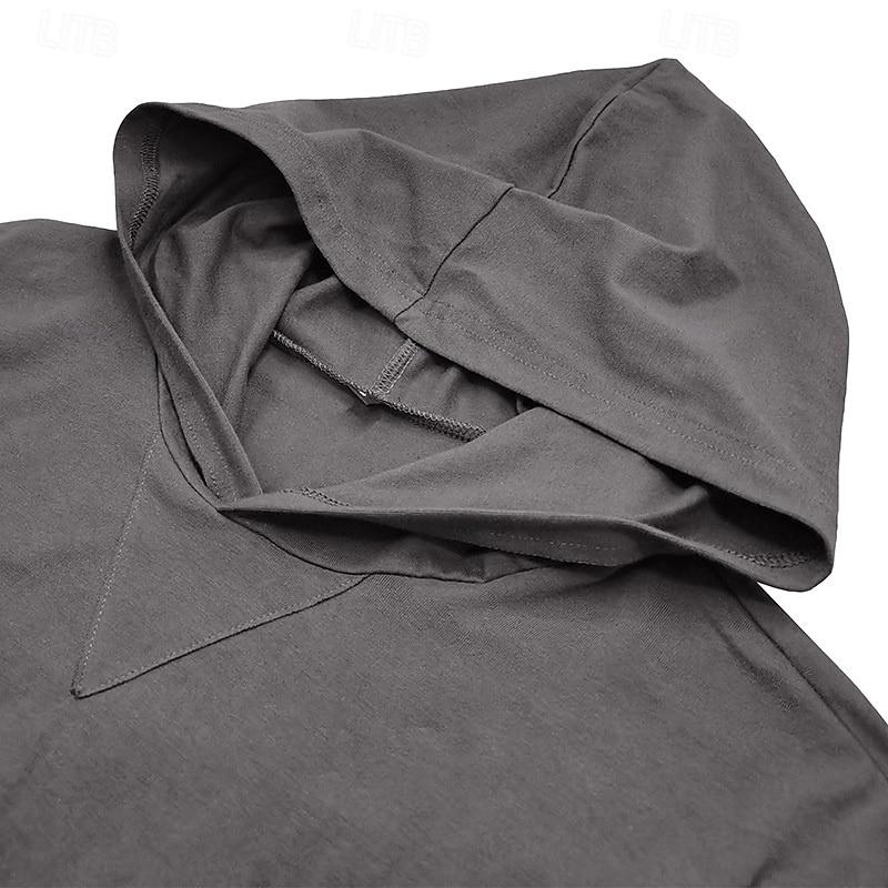 Herren Kapuzen-Langarmshirt in Uni-Farben – Lockerer Schnitt
