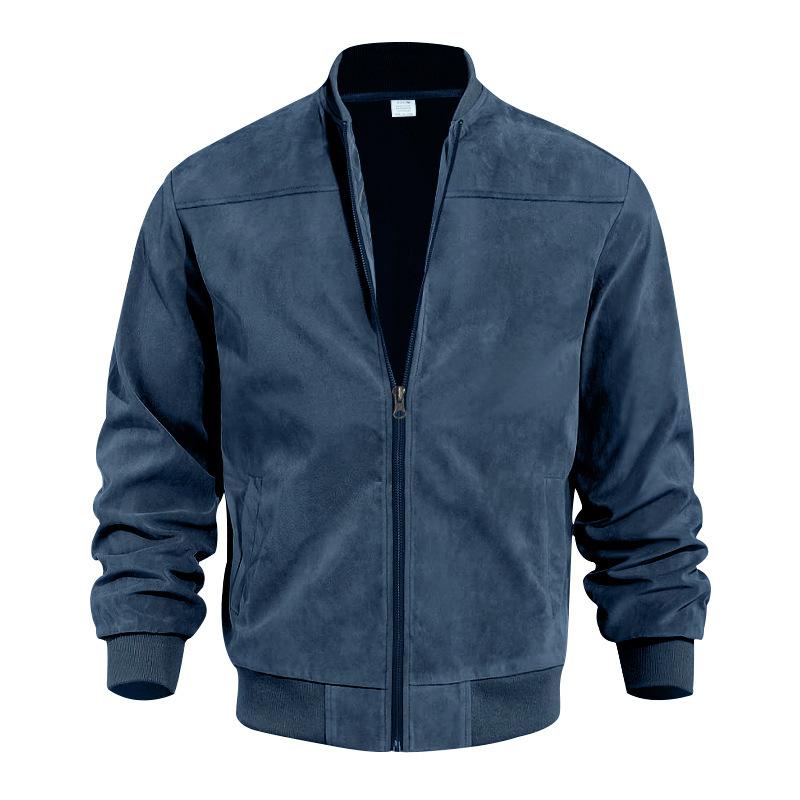 Herren Übergangsjacke Wildleder Look mit Stehkragen