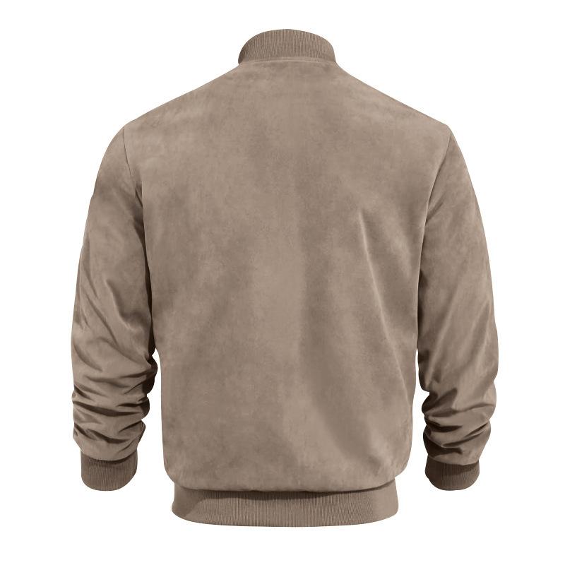 Herren Übergangsjacke Wildleder Look mit Stehkragen