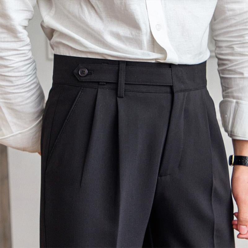 Herren Anzughose mit hohem Bund und geradem Bein im britischen Stil