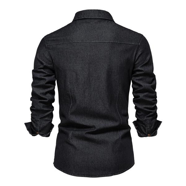 Herren Vintage Denimhemd mit Knopfleiste