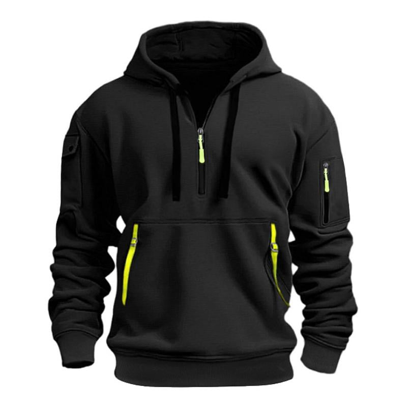 Herren Sport Hoodie mit Stickerei und Mehrfachreißverschlüssen