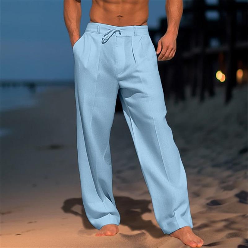 Herren Leinenhose in Unifarbe für Urlaub und Strand