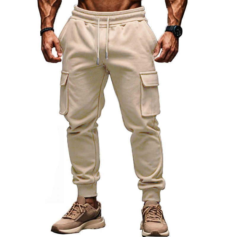 Herren Jogginghose mit elastischem Bund und mehreren Taschen aus Plüschstoff