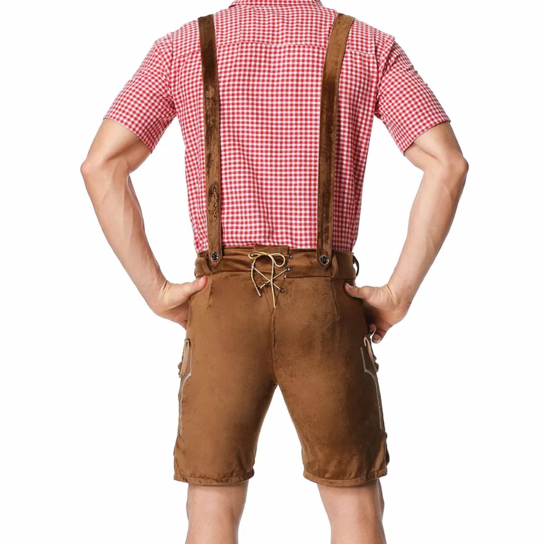 Traditionelles Herren-Lederhosen-Outfit mit Hosenträgern – ideal fürs Oktoberfest