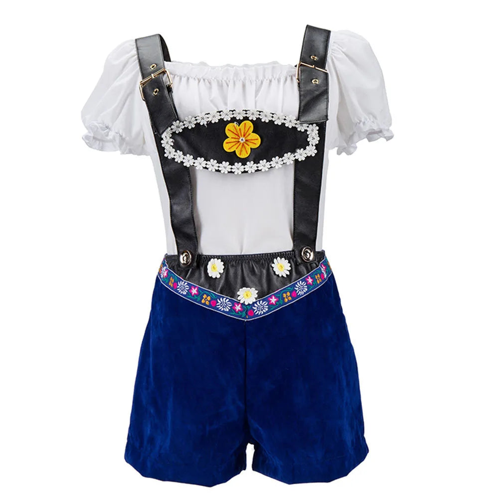 Verspieltes Damen-Trachtenkostüm mit kurzer Hose – perfekt fürs Oktoberfest