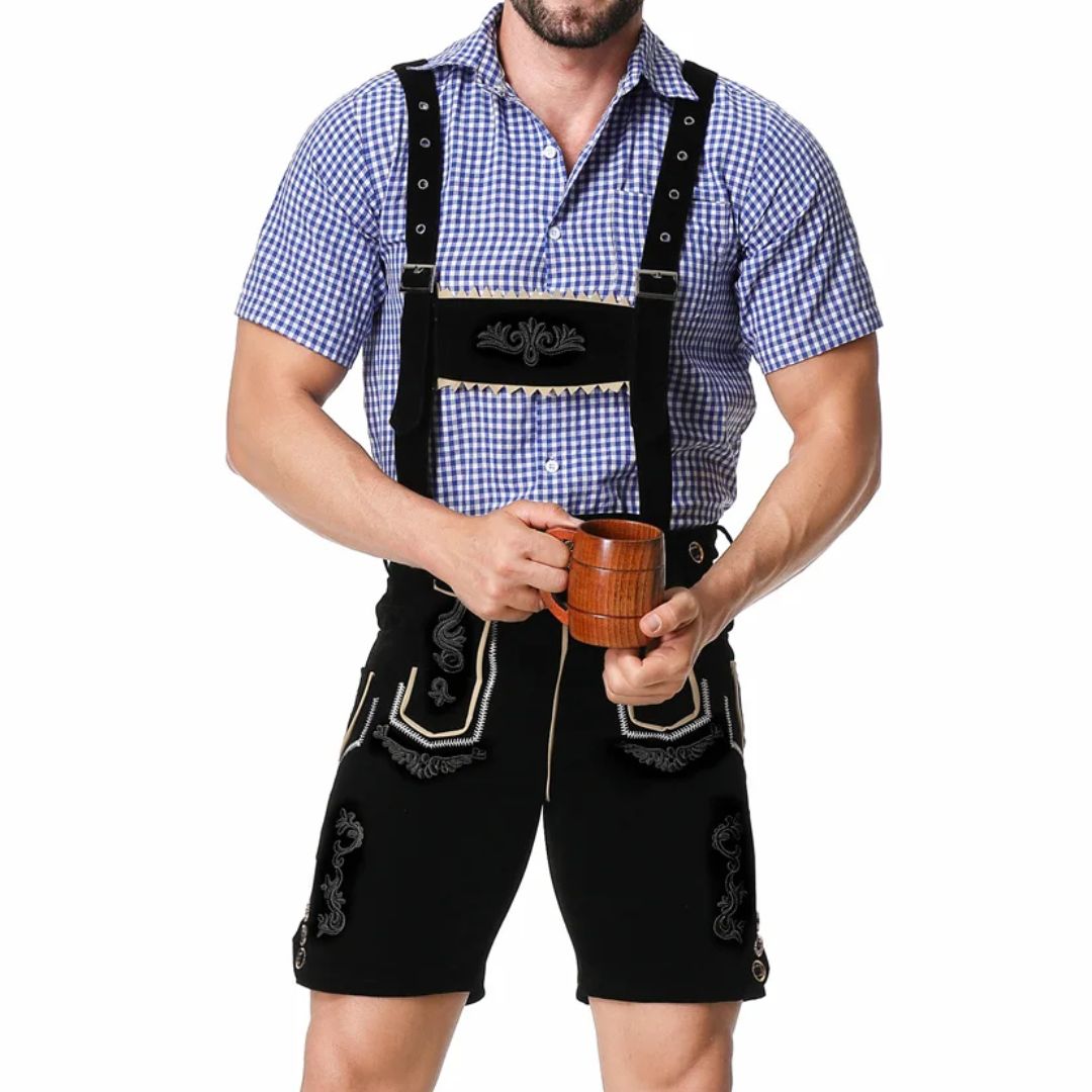 Traditionelles Herren-Lederhosen-Outfit mit Hosenträgern – ideal fürs Oktoberfest