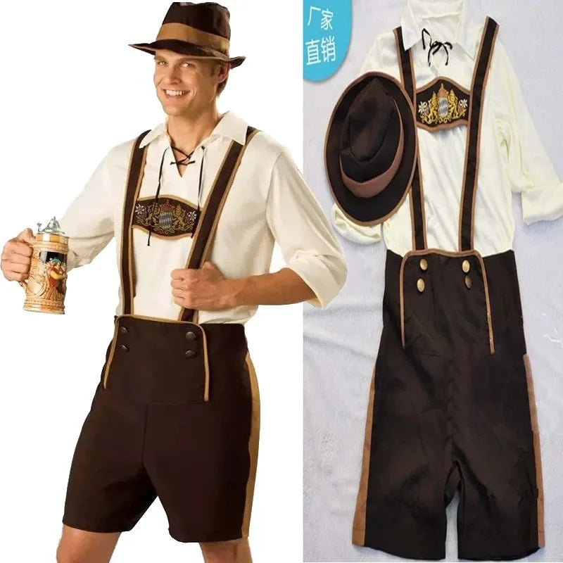 Bayerisches Herren-Kostüm mit Lederhose für das Oktoberfest