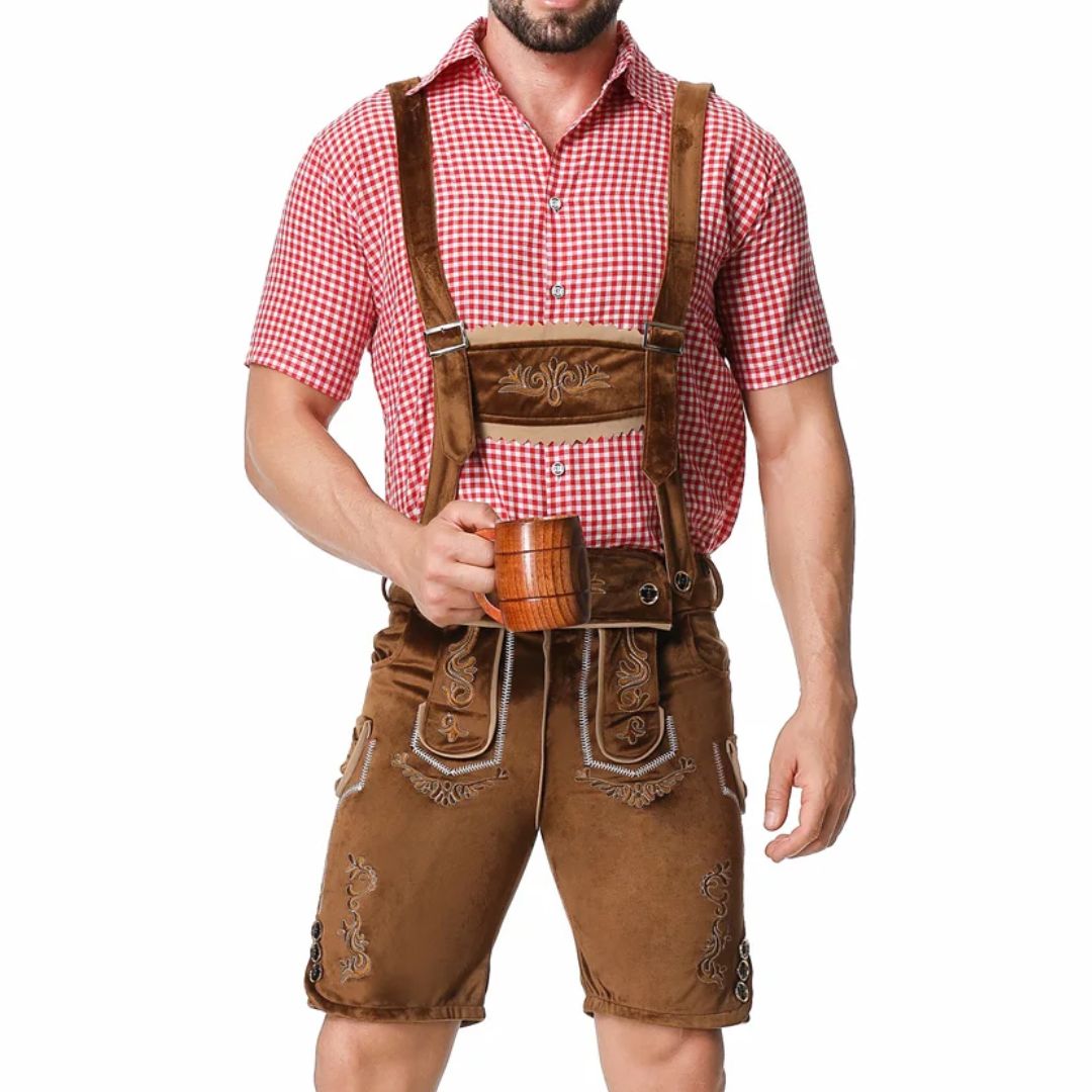 Traditionelles Herren-Lederhosen-Outfit mit Hosenträgern – ideal fürs Oktoberfest