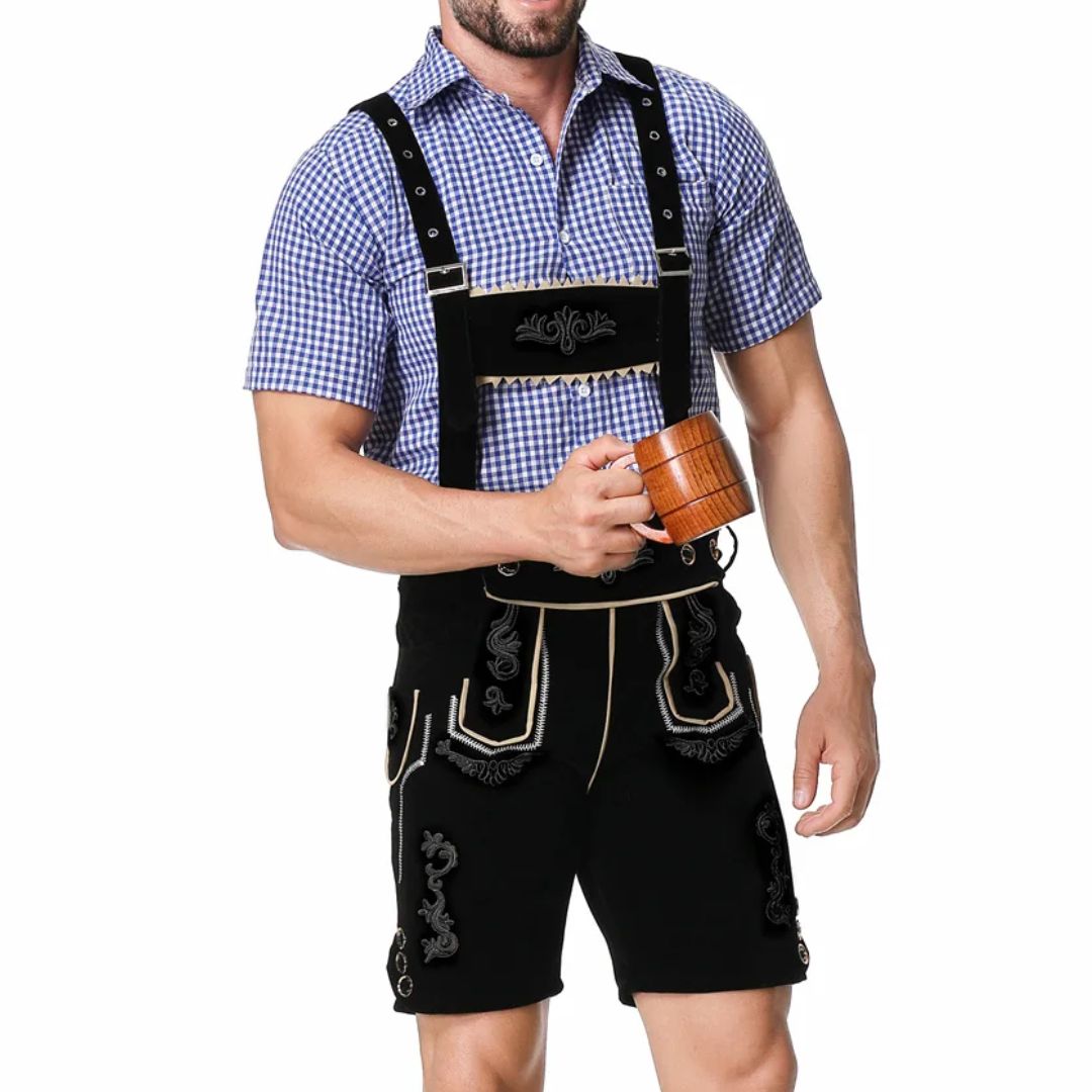 Traditionelles Herren-Lederhosen-Outfit mit Hosenträgern – ideal fürs Oktoberfest