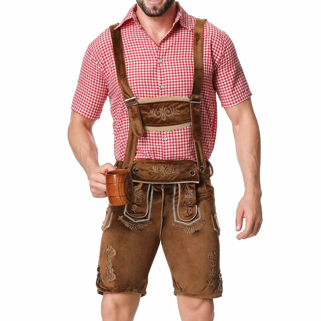 Traditionelles Herren-Lederhosen-Outfit mit Hosenträgern – ideal fürs Oktoberfest