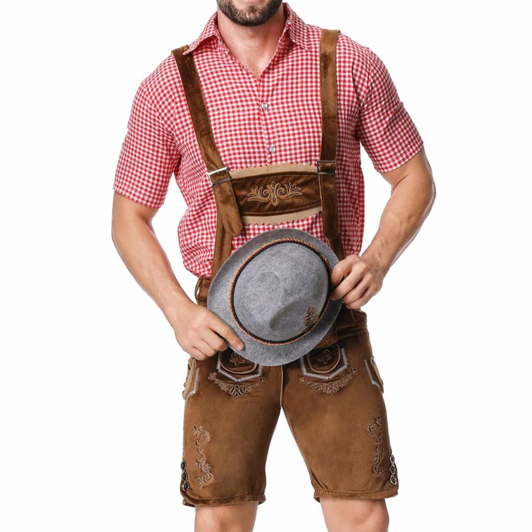 Traditionelles Herren-Lederhosen-Outfit mit Hosenträgern – ideal fürs Oktoberfest