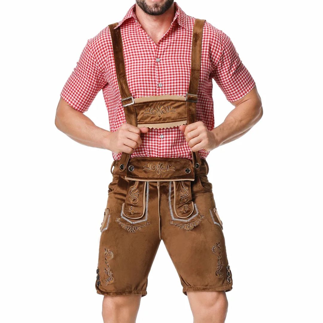 Traditionelles Herren-Lederhosen-Outfit mit Hosenträgern – ideal fürs Oktoberfest