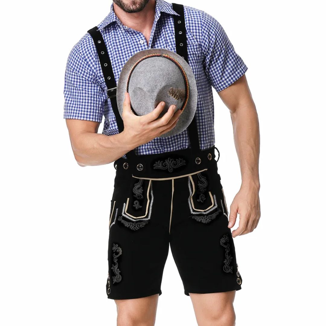 Traditionelles Herren-Lederhosen-Outfit mit Hosenträgern – ideal fürs Oktoberfest