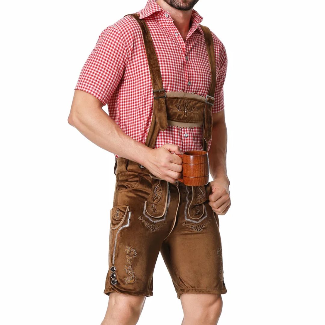 Traditionelles Herren-Lederhosen-Outfit mit Hosenträgern – ideal fürs Oktoberfest
