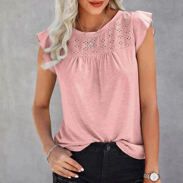 Damen ärmellose Bluse mit Spitze