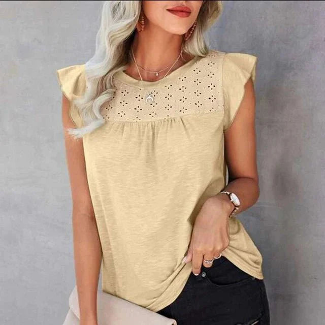 Damen ärmellose Bluse mit Spitze