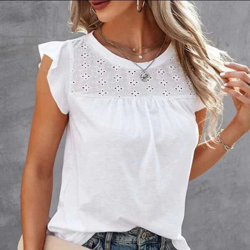 Damen ärmellose Bluse mit Spitze