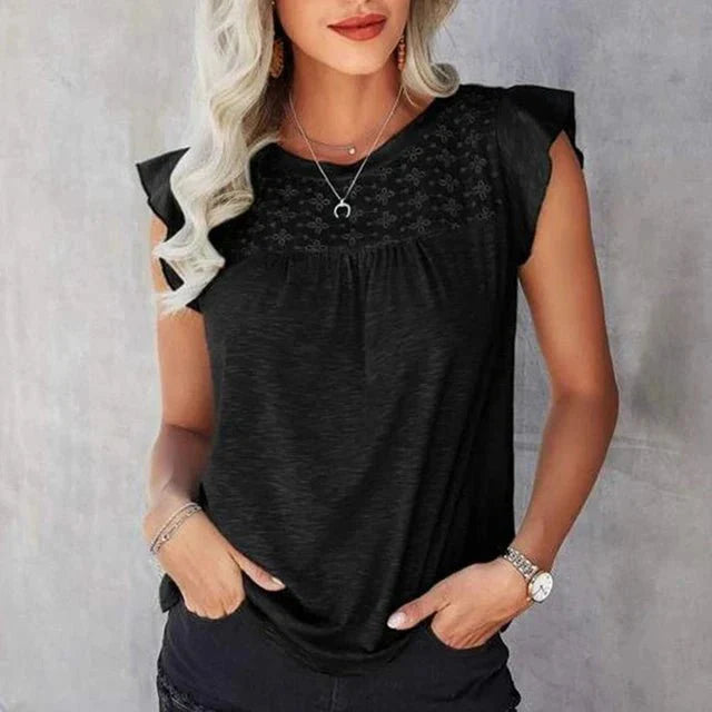 Damen ärmellose Bluse mit Spitze