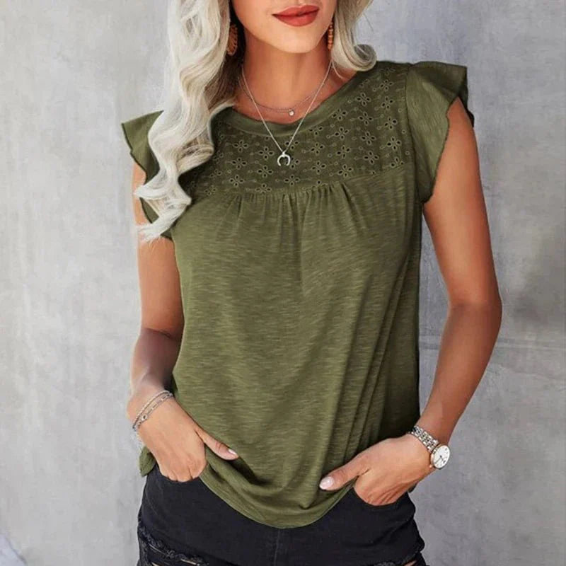 Damen ärmellose Bluse mit Spitze