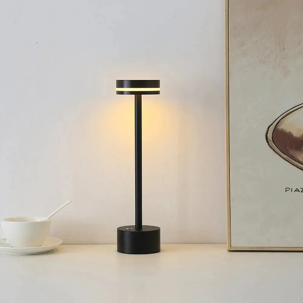 Kabellose LED-Tischlampe mit Touch & Dimmfunktion – tragbar, modern, rundes Design