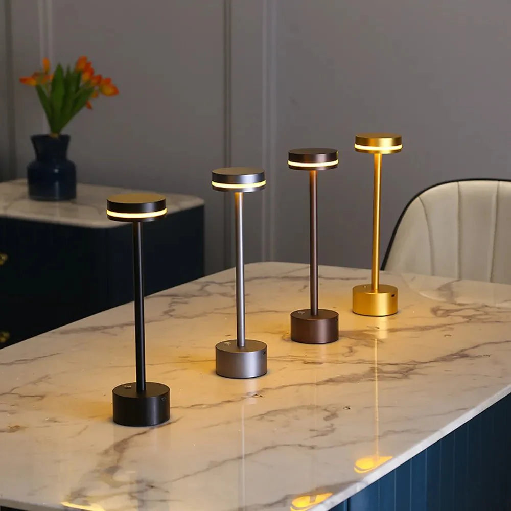Kabellose LED-Tischlampe mit Touch & Dimmfunktion – tragbar, modern, rundes Design