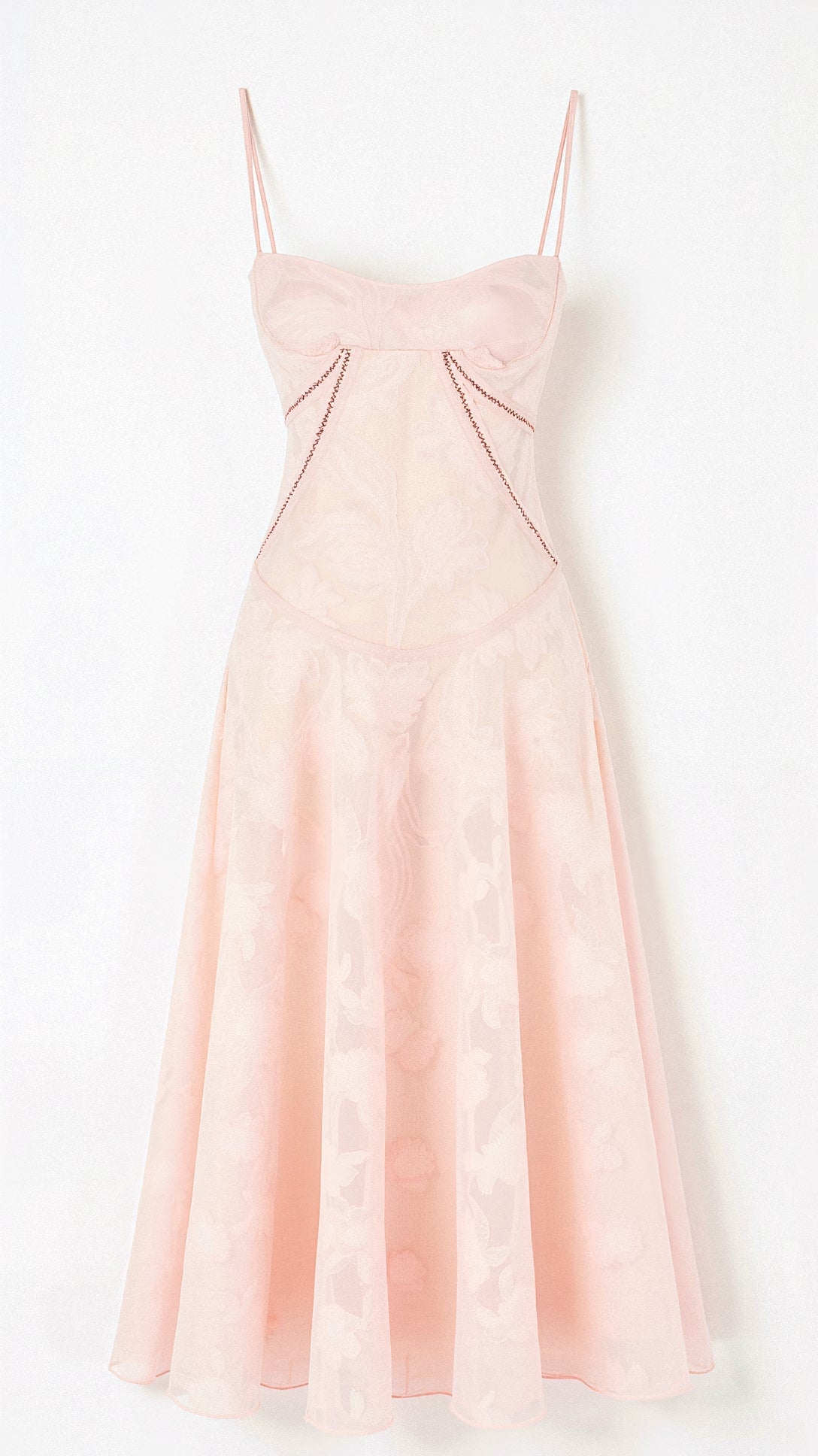 Maxikleid mit Spaghettiträgern und floralen Detail