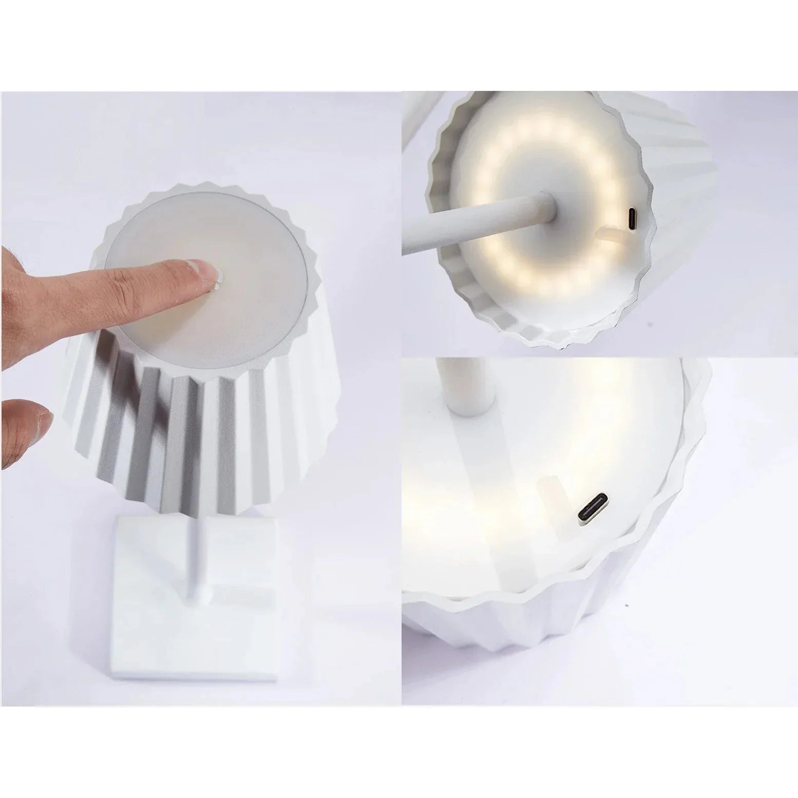 Kabellose LED-Tischlampe mit Faltenlampenschirm