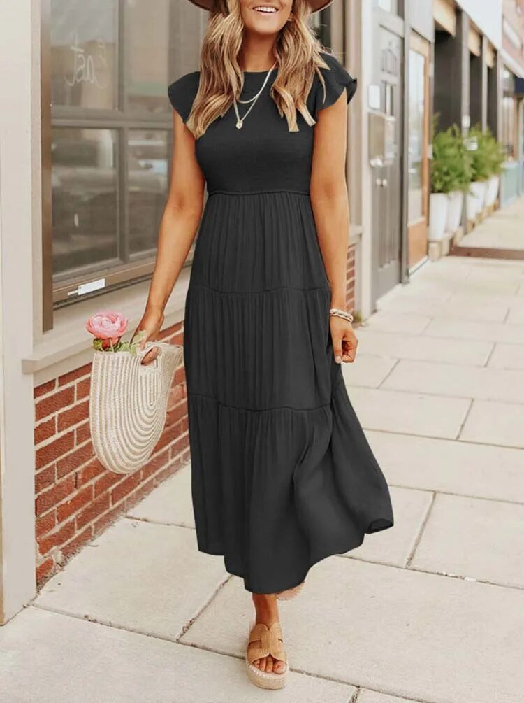 Boho Maxikleid mit Rüschenärmeln