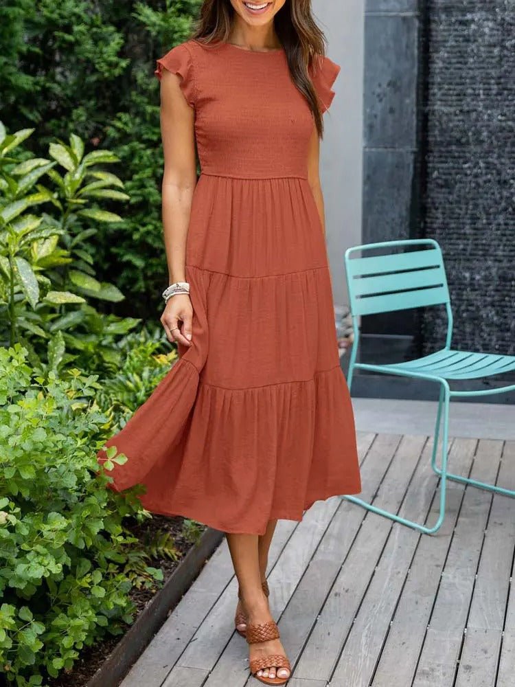 Boho Maxikleid mit Rüschenärmeln