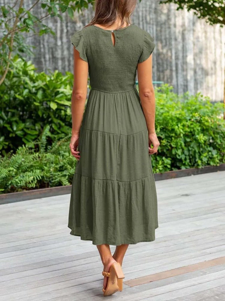 Boho Maxikleid mit Rüschenärmeln