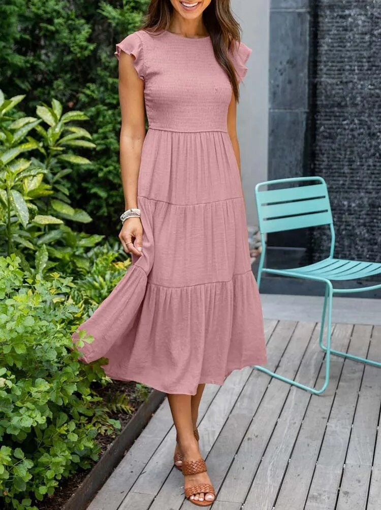 Boho Maxikleid mit Rüschenärmeln